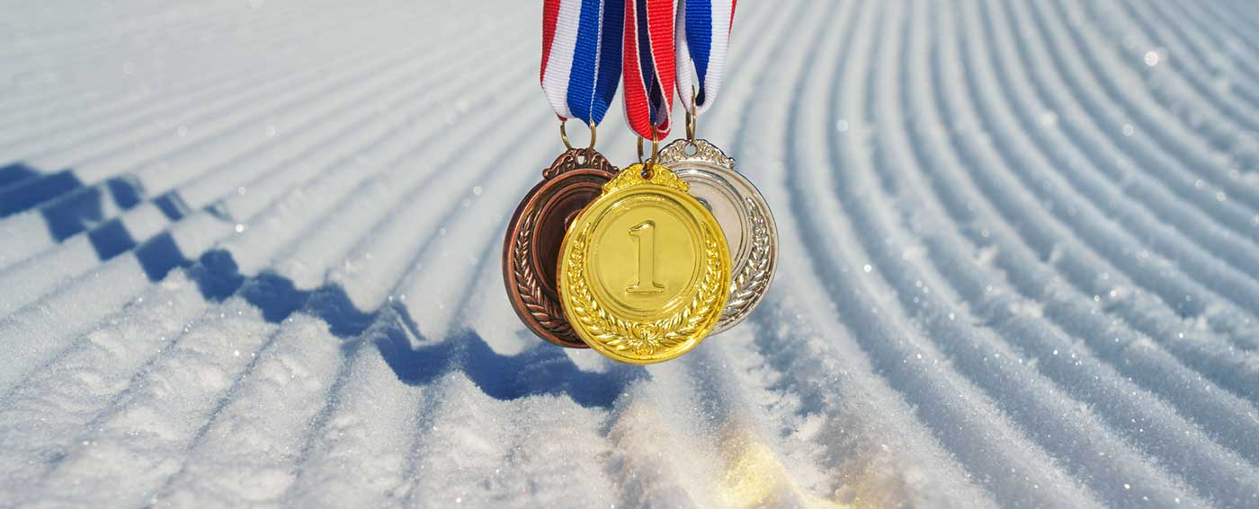 Medals on a snow background